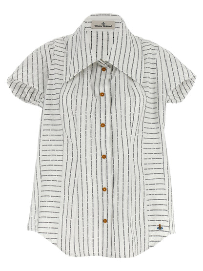 Blouse by Vivienne Westwood for women in cotton bicolour, black, white & print showcases a sharp silhouette, elegantly detailed with a sharp and sharp .