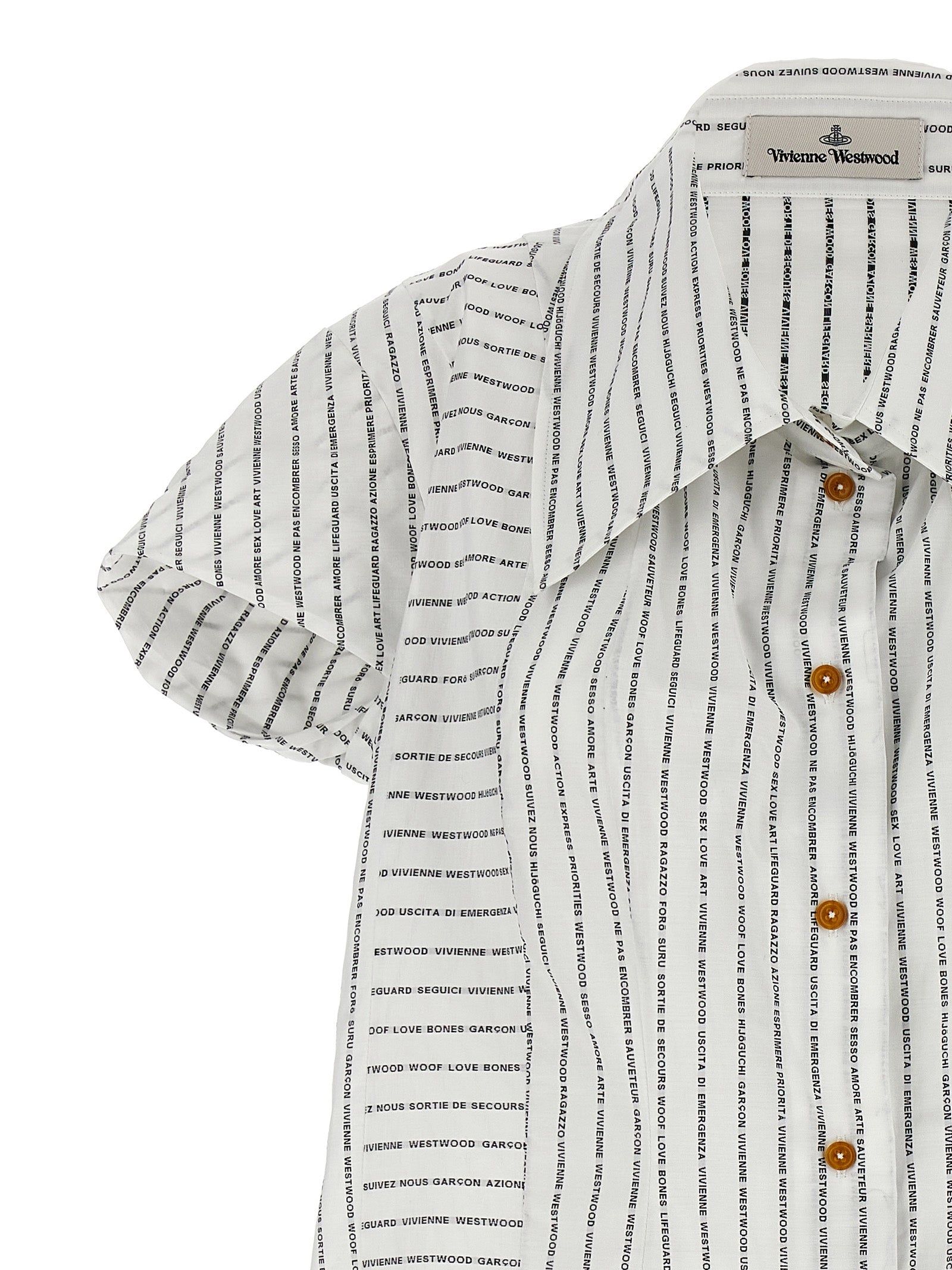 Blouse by Vivienne Westwood for women in cotton bicolour, black, white & print features an architectural silhouette with a refined and elegant for a architectural look.