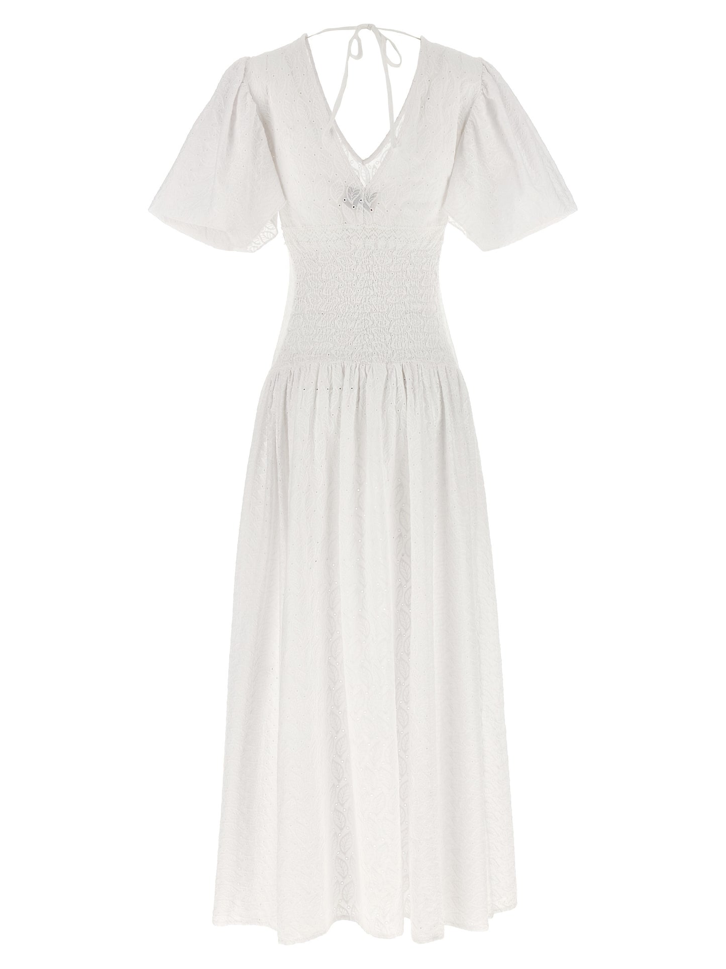 Dress by LE TWINS for women in cotton white features an magnificent silhouette, artfully detailed with a magnificent v-neck neckline and that flows into an magnificent long.