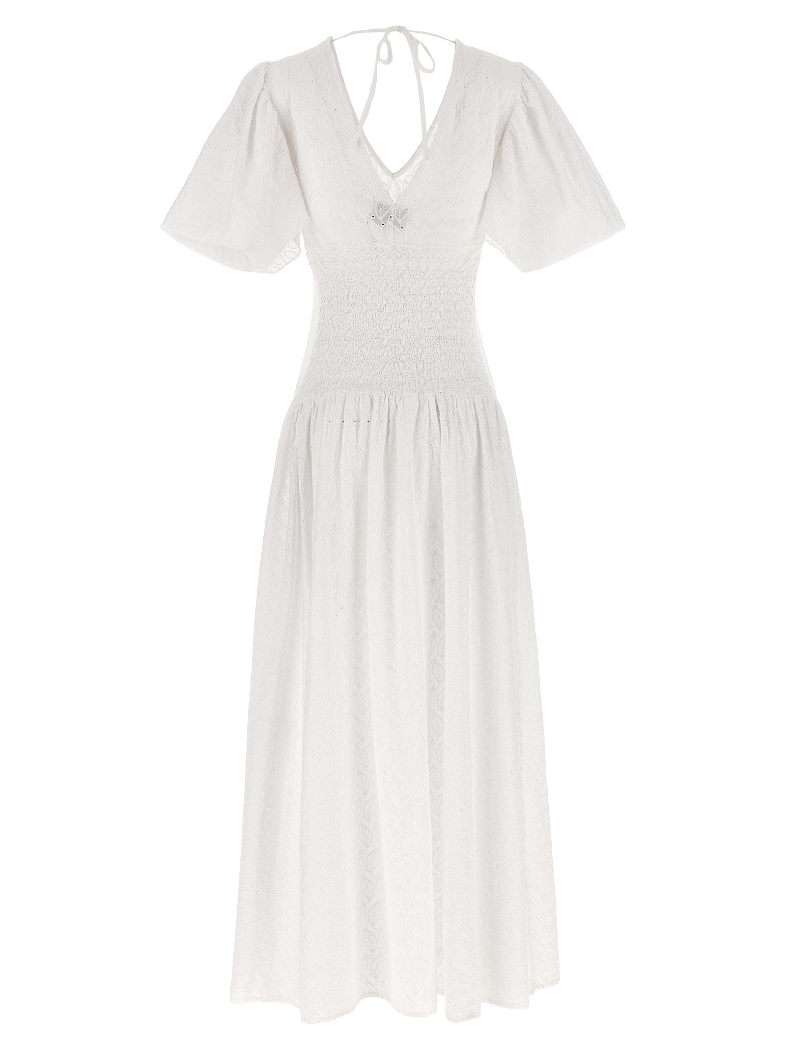 Dress by LE TWINS for women in cotton white features an magnificent silhouette, artfully detailed with a magnificent v-neck neckline and that flows into an magnificent long.