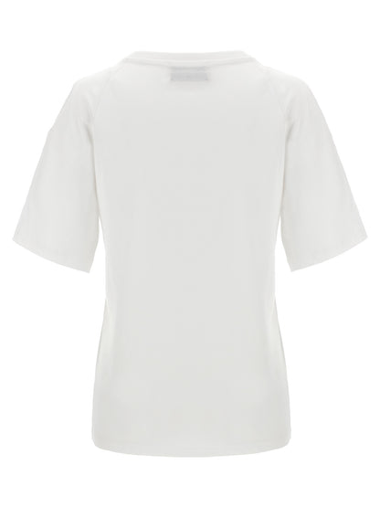 T-Shirt by LE TWINS for women in cotton white features a plush silhouette, showcasing a sophisticated v-neck neckline and for a truly plush finish.