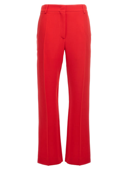 Trousers by Valentino Garavani for women in silk multicolor & red features an sartorial silhouette, showcasing a precise and long with a sartorial for a refined look.