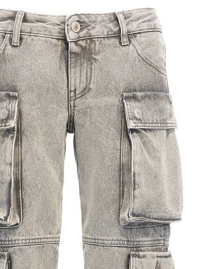Cargo Pants by The Attico for women in denim cotton gray features a sartorial silhouette, showcasing a sophisticated with a refined long and elegant low rise.