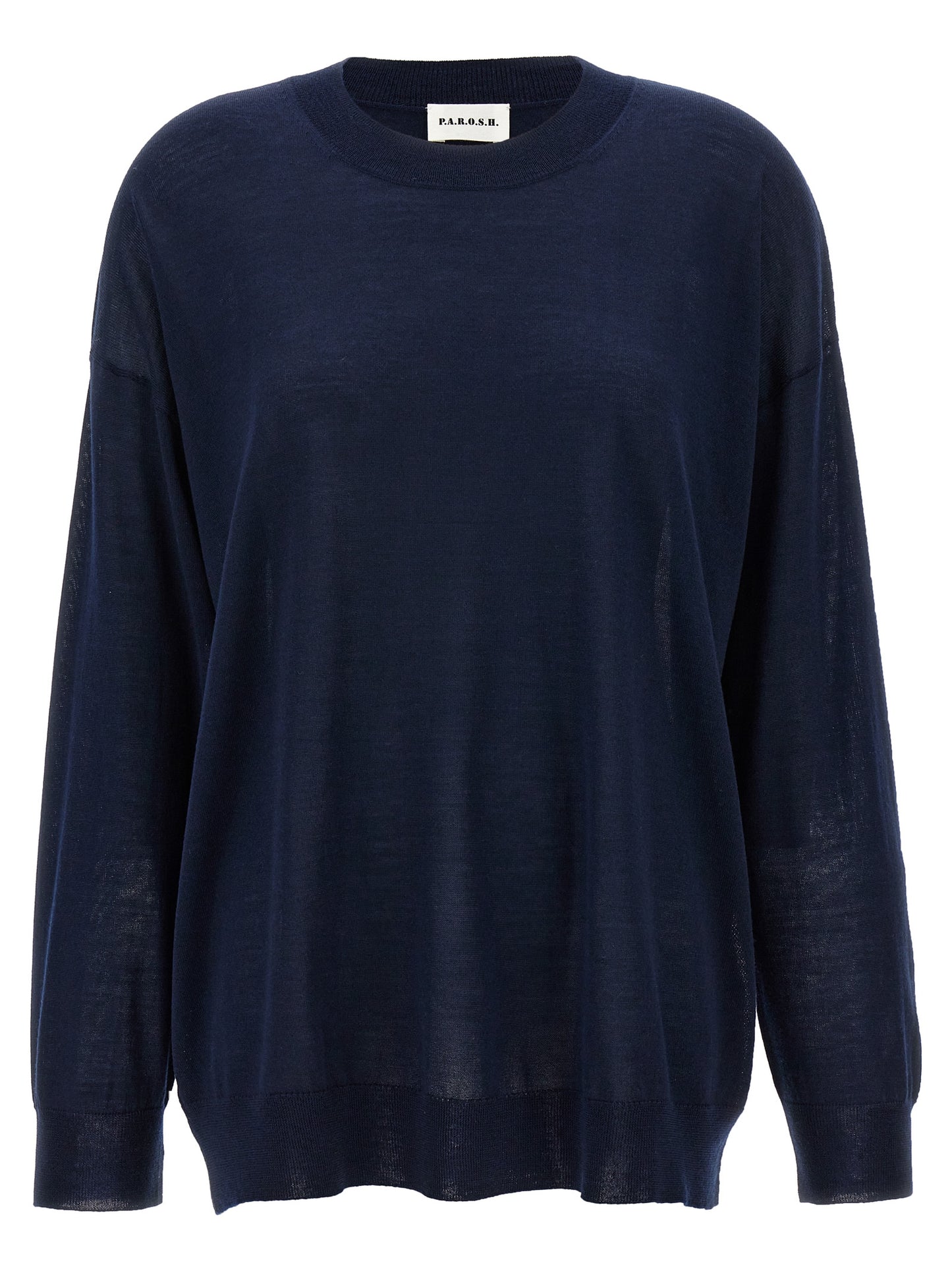 Cardigan by P.A.R.O.S.H. for women in cashmere silk blue presents a textural silhouette, artfully finished with a textural crew neckline and long-sleeve for a sophisticated, textural look.