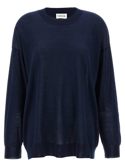 Cardigan by P.A.R.O.S.H. for women in cashmere silk blue presents a textural silhouette, artfully finished with a textural crew neckline and long-sleeve for a sophisticated, textural look.