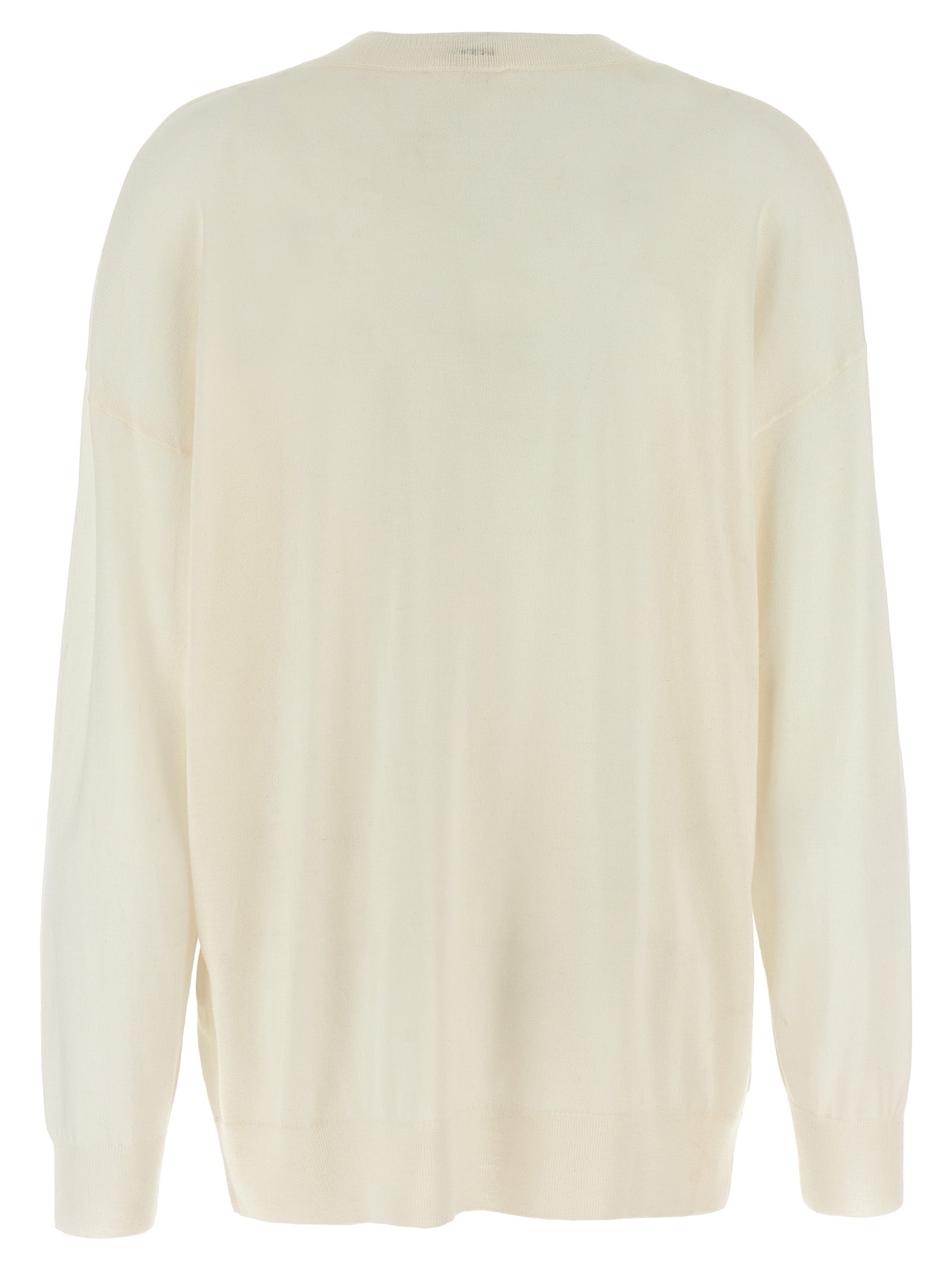 Cardigan by P.A.R.O.S.H. for women in cashmere silk white features a dramatic silhouette, showcasing a sophisticated and dramatic detail for a timeless, premium look.