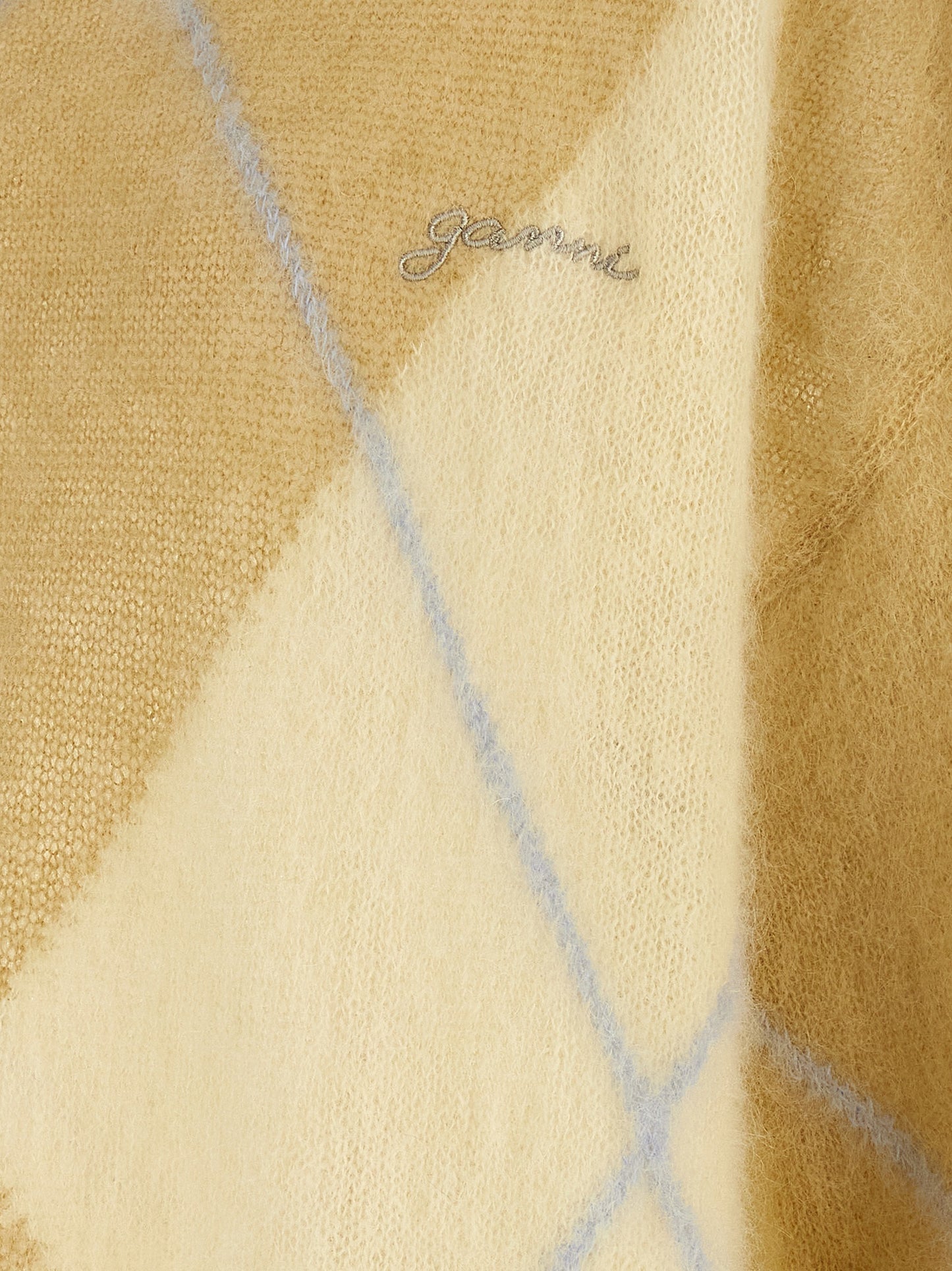 Cardigan by Ganni for women in mohair wool & polyamide bicolour & yellow features a nuanced silhouette with a refined and nuanced detailing for a sophisticated look.
