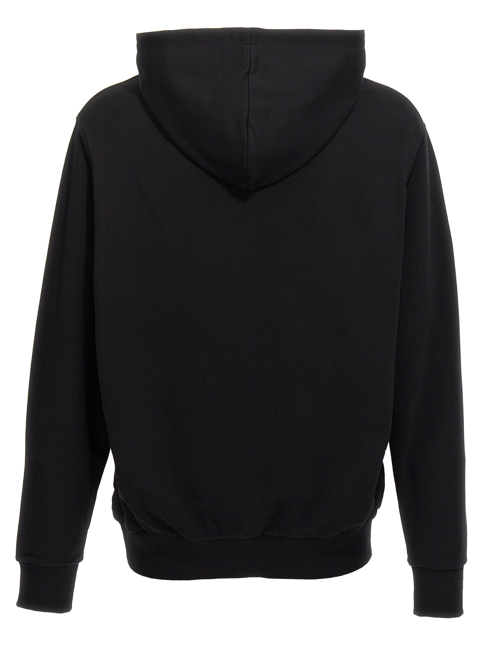 Sweatshirt Hoodie by Balmain for men in organic cotton bicolour, black, white & print showcases a city-ready silhouette, artfully detailed with a signature hooded neckline and for a city-ready finish.