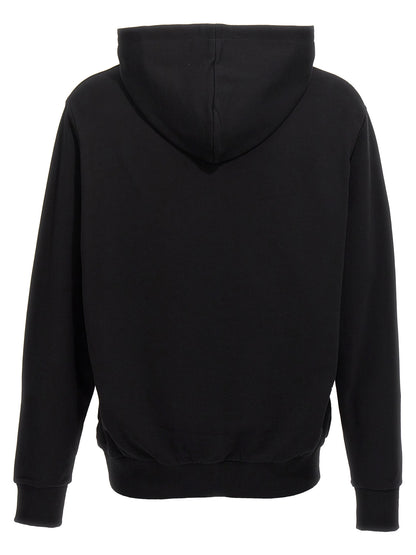 Sweatshirt Hoodie by Balmain for men in organic cotton bicolour, black, white & print showcases a city-ready silhouette, artfully detailed with a signature hooded neckline and for a city-ready finish.