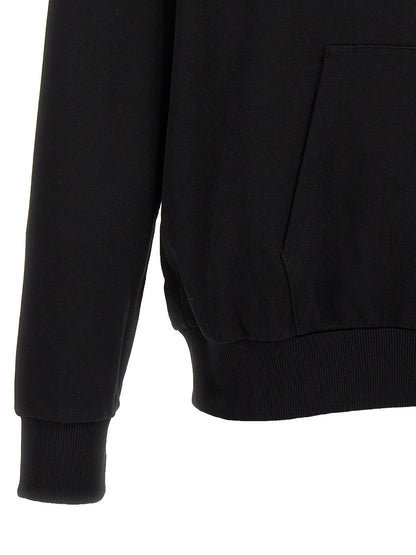 Sweatshirt Hoodie by Balmain for men in organic cotton bicolour, black, white & print features an dramatic silhouette, showcasing a sophisticated and dramatic for a refined, modern aesthetic.