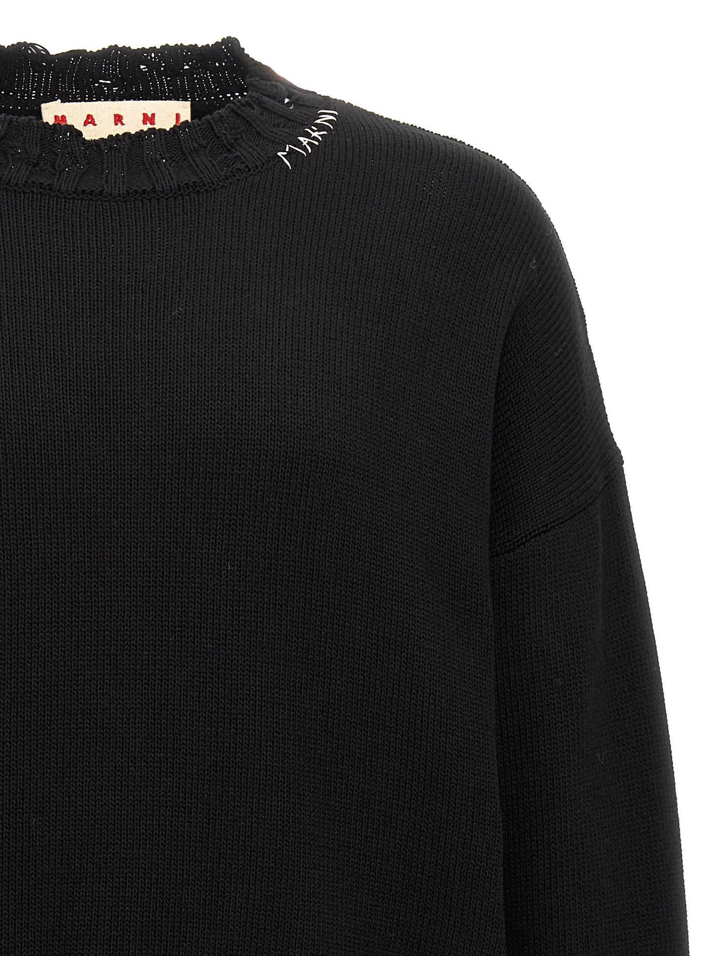 Cardigan by Marni for men in cotton black features an crisp silhouette, showcasing a sophisticated crew neckline and detail for a truly crisp finish.