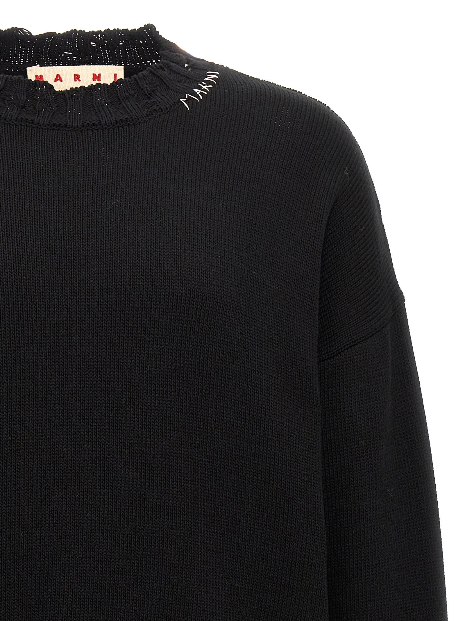 Cardigan by Marni for men in cotton black features an crisp silhouette, showcasing a sophisticated crew neckline and detail for a truly crisp finish.