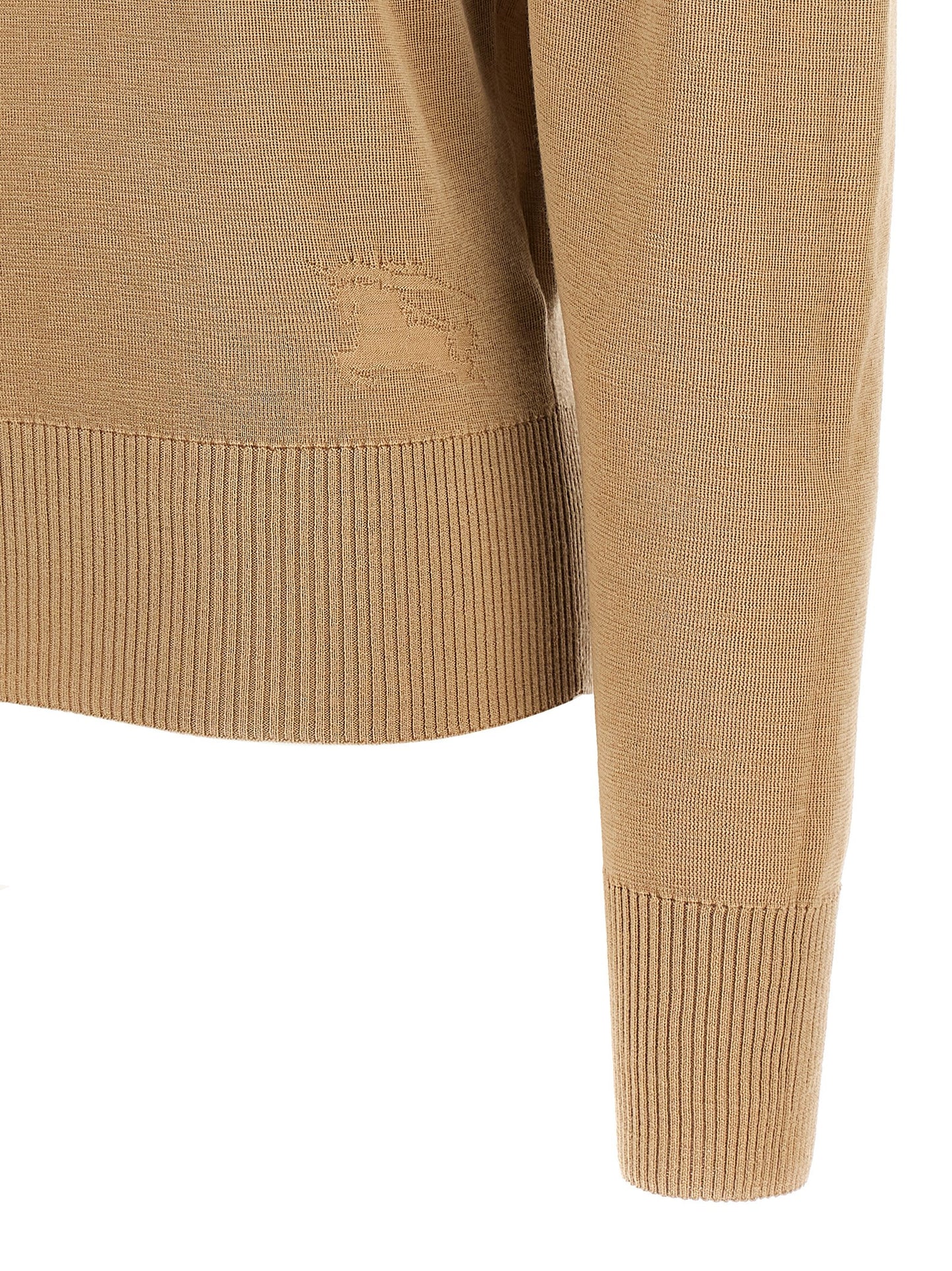 Cardigan by Burberry for women in wool beige presents a textural silhouette, artfully finished with a textural and for a sophisticated, textural look.