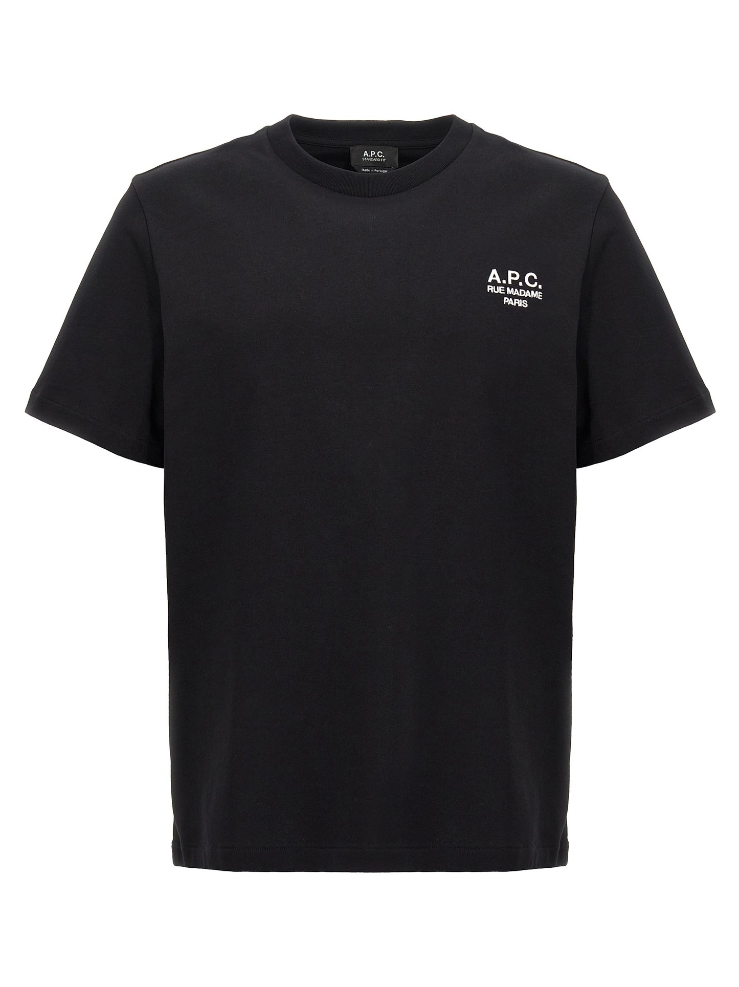T-Shirt by A.P.C. for men in organic cotton black showcases a chic silhouette, artfully detailed with a chic crew neckline and for a chic finish.