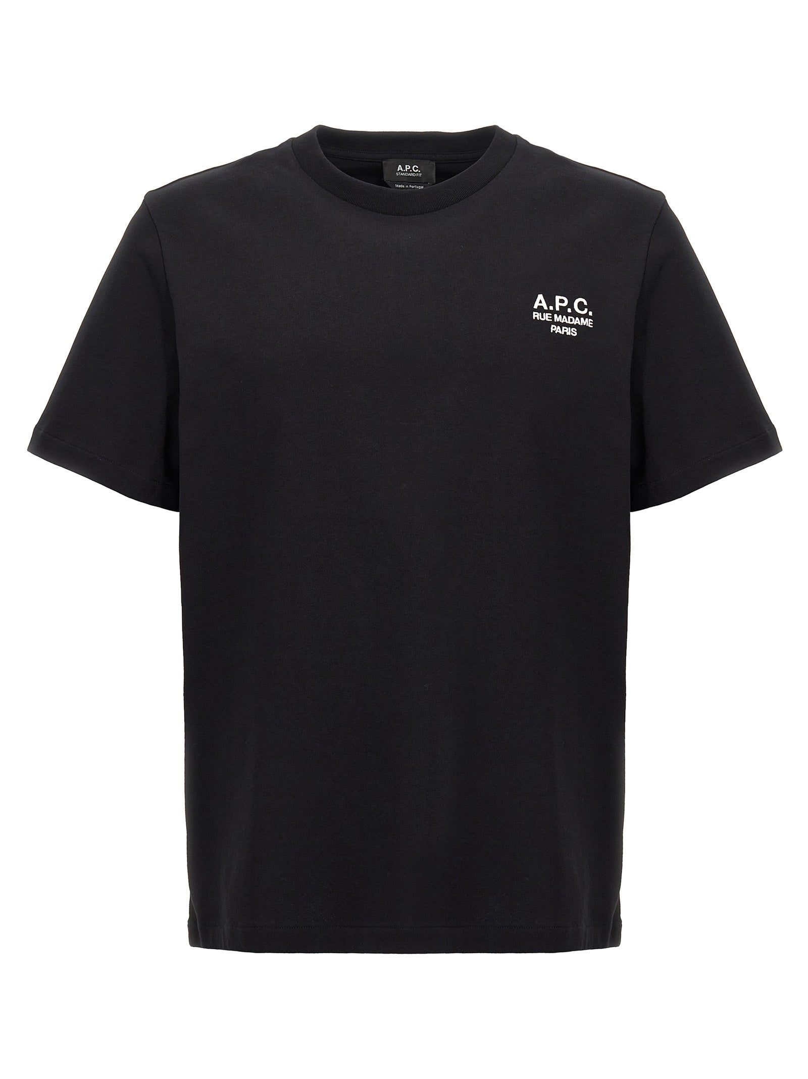 T-Shirt by A.P.C. for men in organic cotton black showcases a chic silhouette, artfully detailed with a chic crew neckline and for a chic finish.