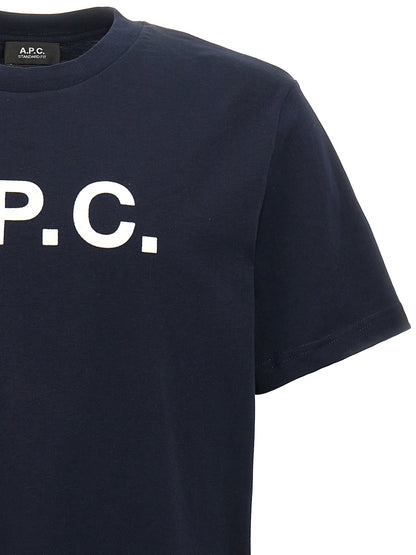 T-Shirt by A.P.C. for men in cotton blue features an on trend silhouette, perfectly showcasing a on trend and crew neckline for an elevated aesthetic.