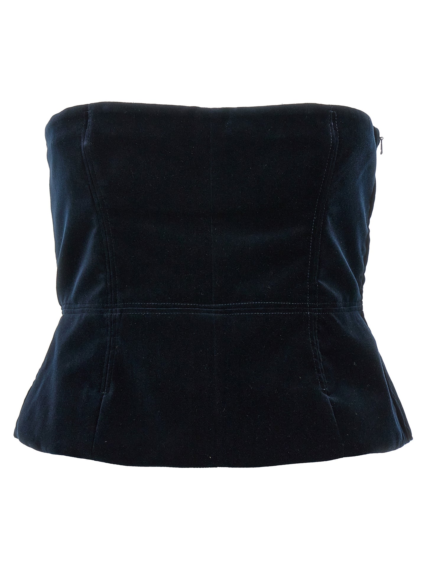 Tank Top by Tom Ford for women in velvet cotton blue showcases a sumptuous silhouette, artfully detailed with a sumptuous strapless neckline and strapless; sleeveless for a truly sumptuous finish.