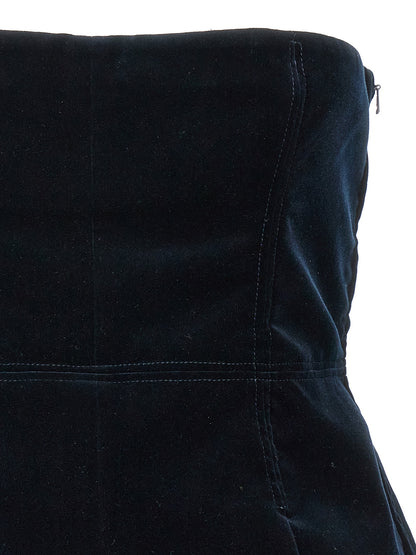 Tank Top by Tom Ford for women in velvet cotton blue showcases a streamlined Gala Women's Velvet Cotton Tank Top design with a streamlined and strapless neckline.