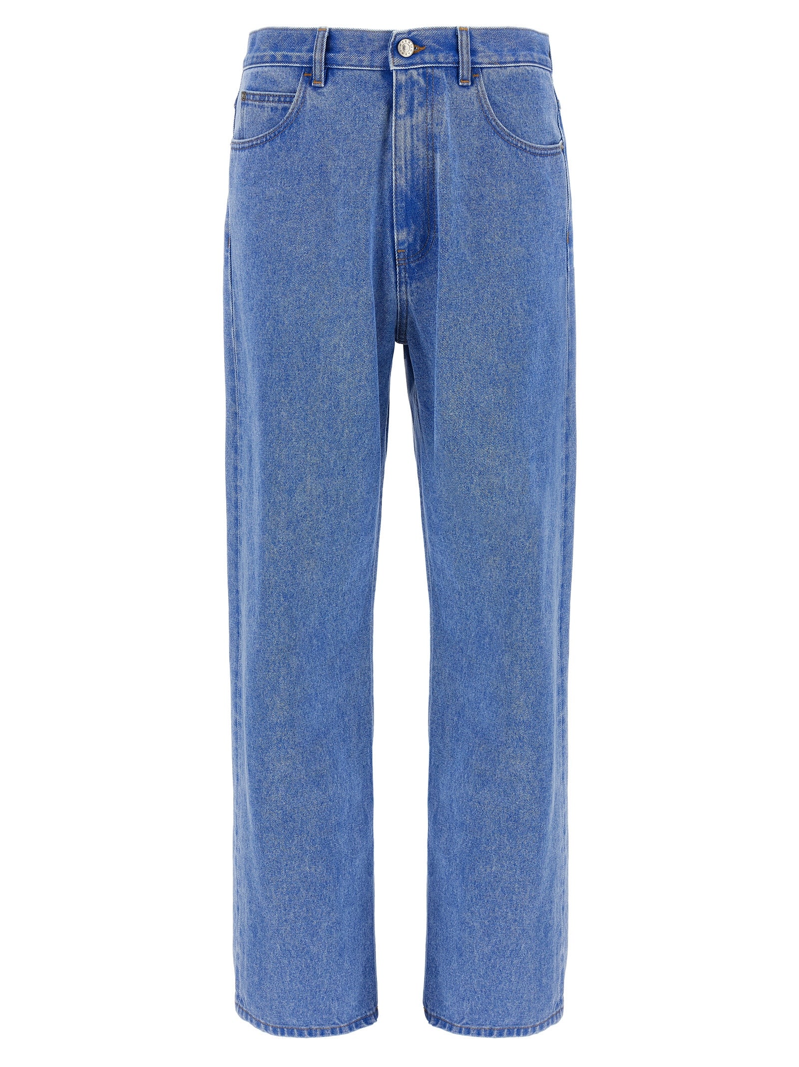 Jeans by Marni for men in denim cotton & suede leather blue features an sophisticated and with a precise long, creating a sophisticated and sophisticated silhouette.