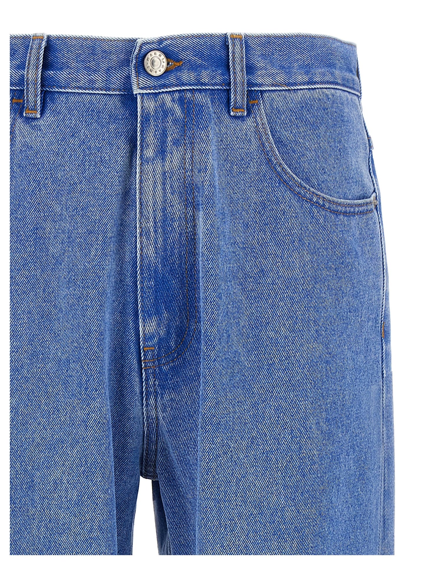 Jeans by Marni for men in denim cotton & suede leather blue presents a refined pantology silhouette, artfully defined by a refined pantology , long, and a sophisticated .