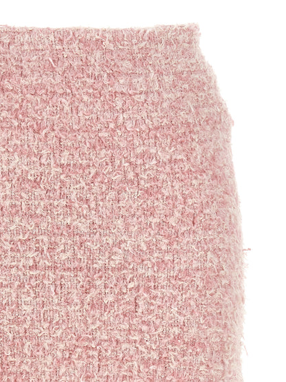 Skirt by Balenciaga for women in polyamide cotton tweed multicolor & pink features a sublime silhouette, showcasing the sublime design of the The Blend Women's Polyamide Cotton Tweed Maxi Long Skirt in a sophisticated maxi long.