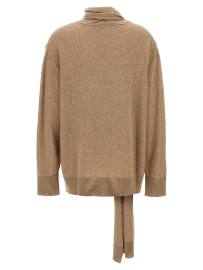 Cardigan by Stella McCartney for women in cashmere beige showcases a luxurious silhouette, meticulously detailed with a sophisticated crew neckline and for a refined finish.