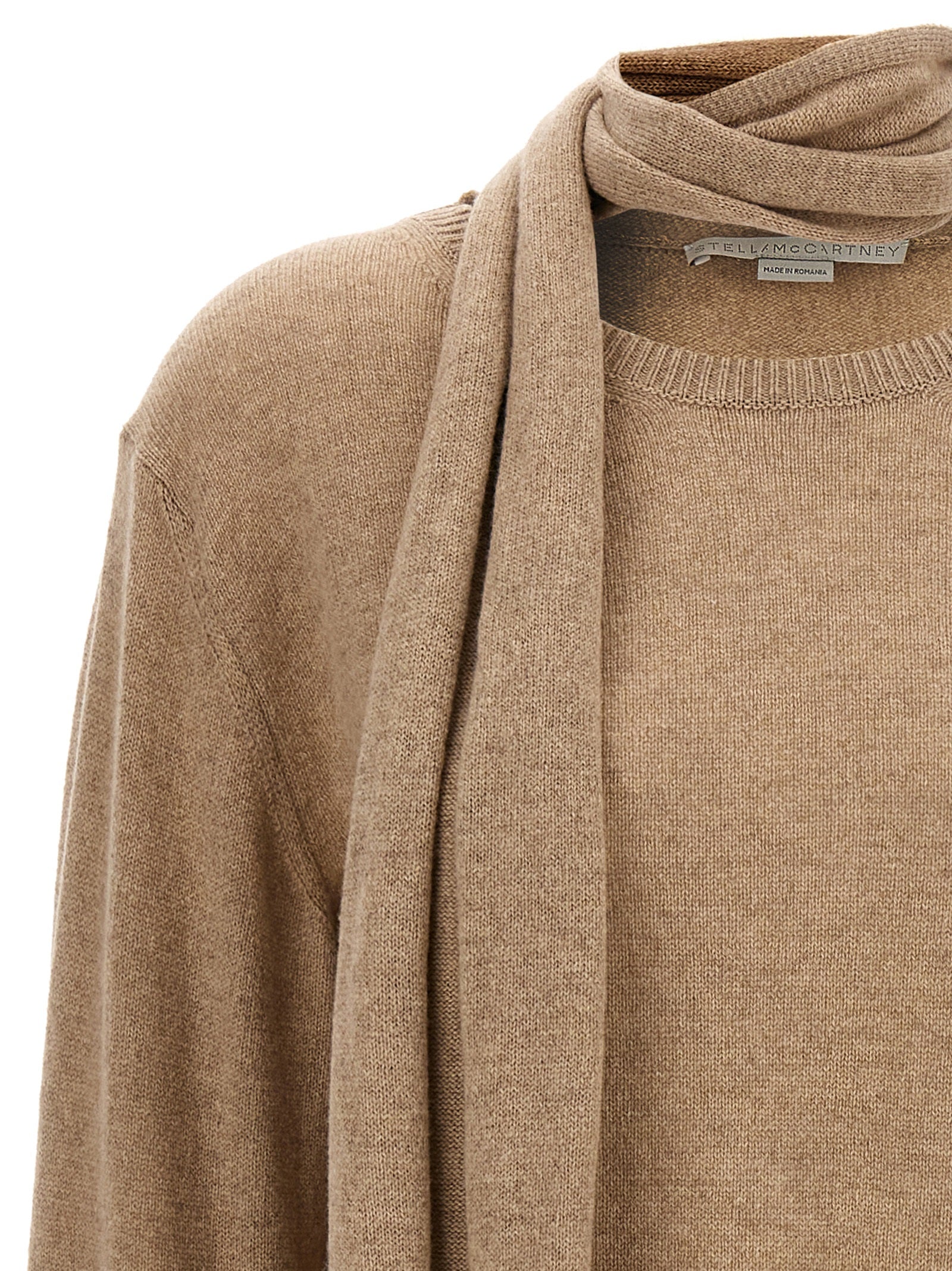 Cardigan by Stella McCartney for women in cashmere beige features an crisp silhouette, showcasing a sophisticated crew neckline and detail for a truly crisp finish.