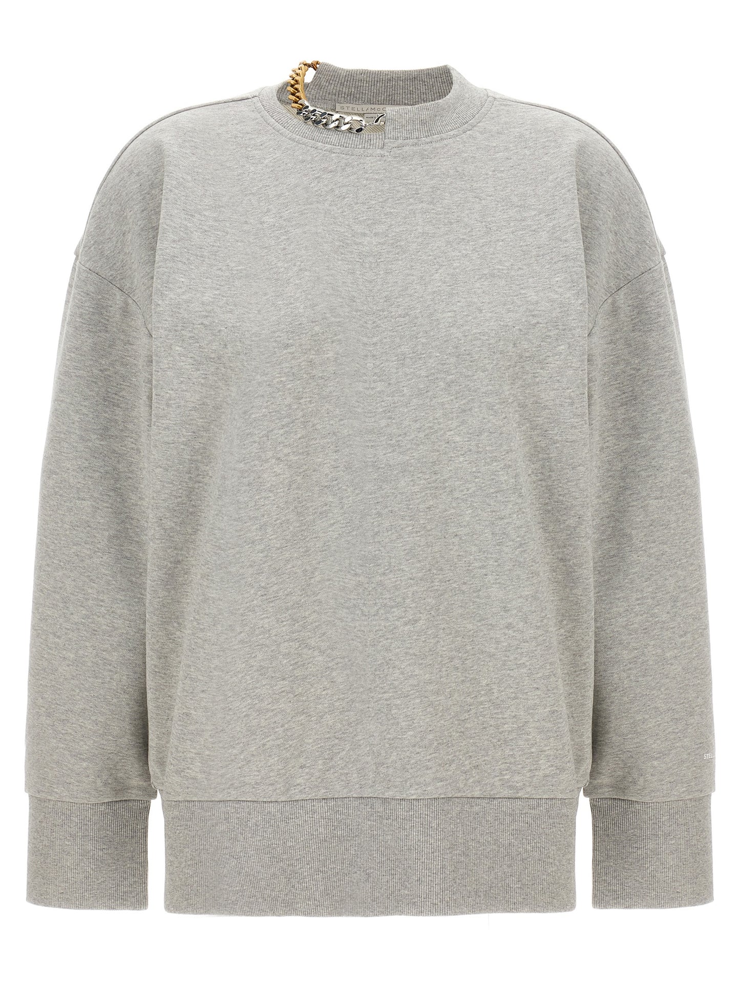 Activewear Sweatshirt by Stella McCartney for women in cotton gray features an streamlined silhouette, showcasing the streamlined crew neckline and with functional for a premium, athletic look.