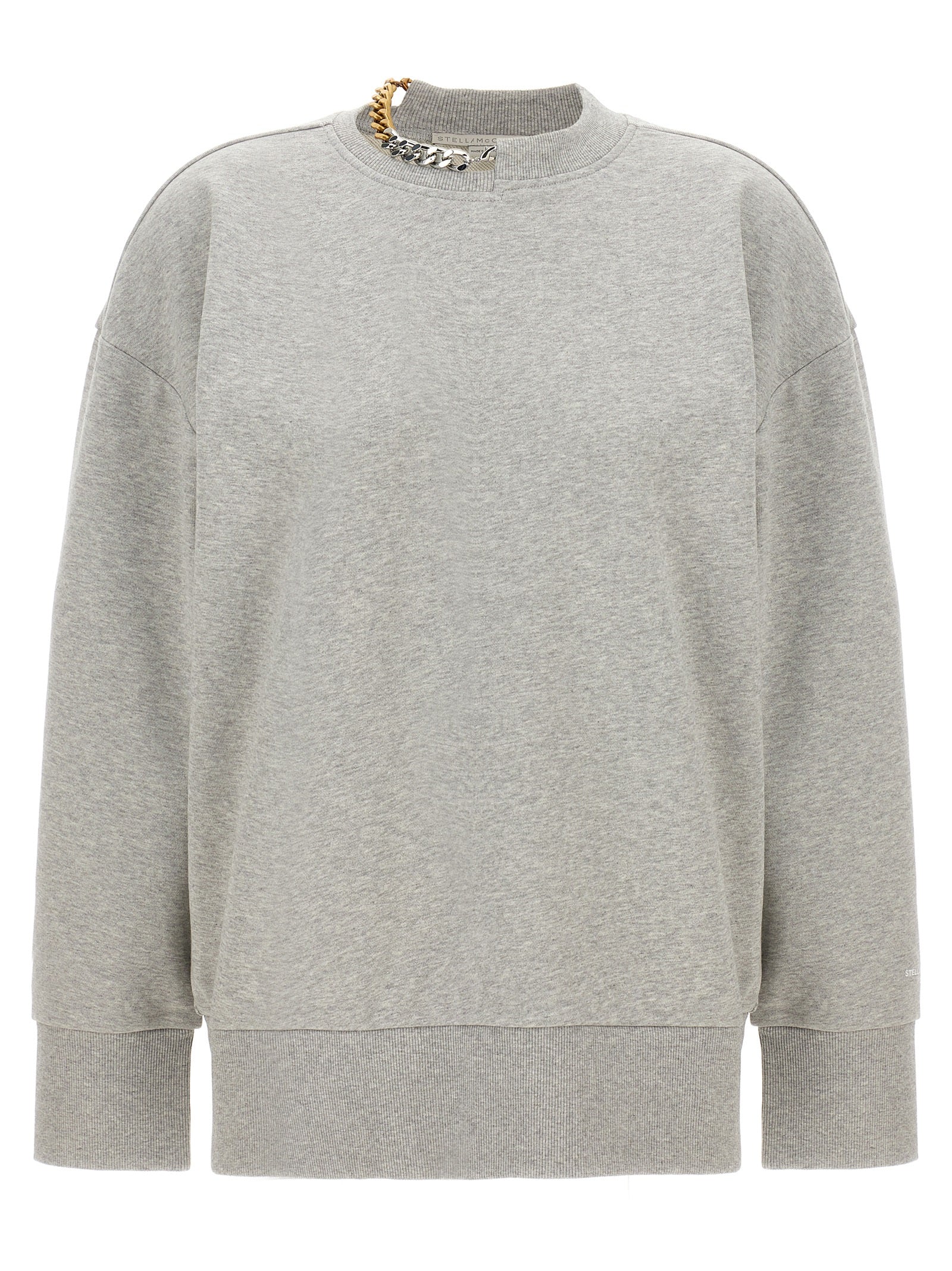 Activewear Sweatshirt by Stella McCartney for women in cotton gray features an streamlined silhouette, showcasing the streamlined crew neckline and with functional for a premium, athletic look.