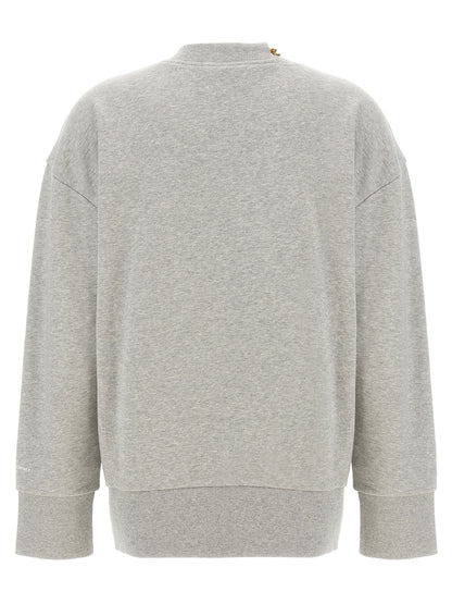 Activewear Sweatshirt by Stella McCartney for women in cotton gray presents a dynamic silhouette, featuring a dynamic crew neckline and detailed with functional .