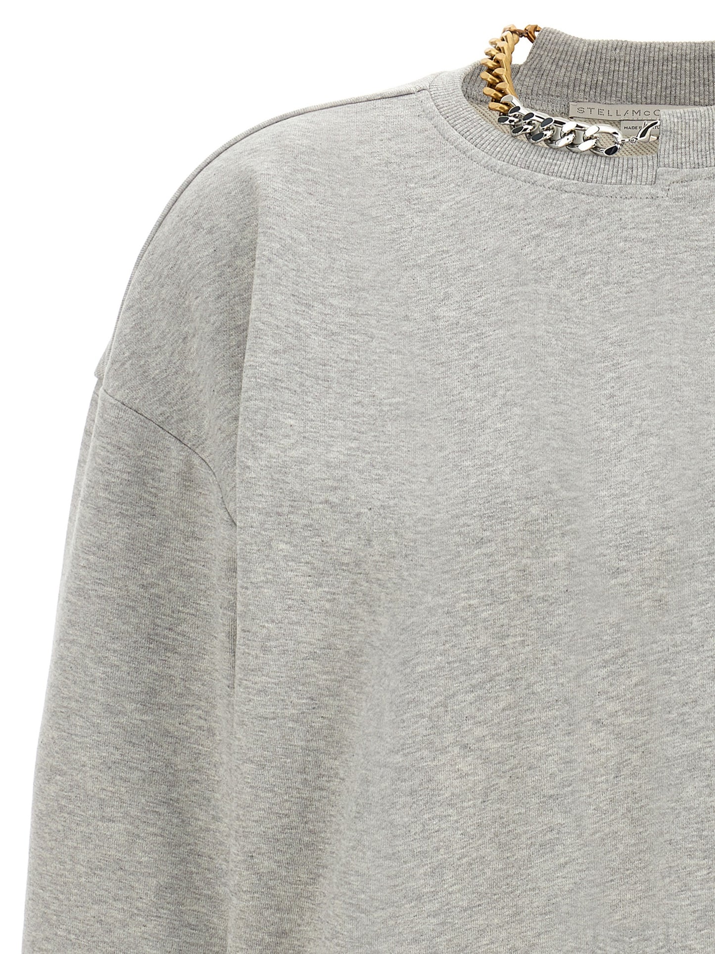 Activewear Sweatshirt by Stella McCartney for women in cotton gray features an streamlined silhouette, showcasing the streamlined crew neckline and with functional for a premium, athletic look.