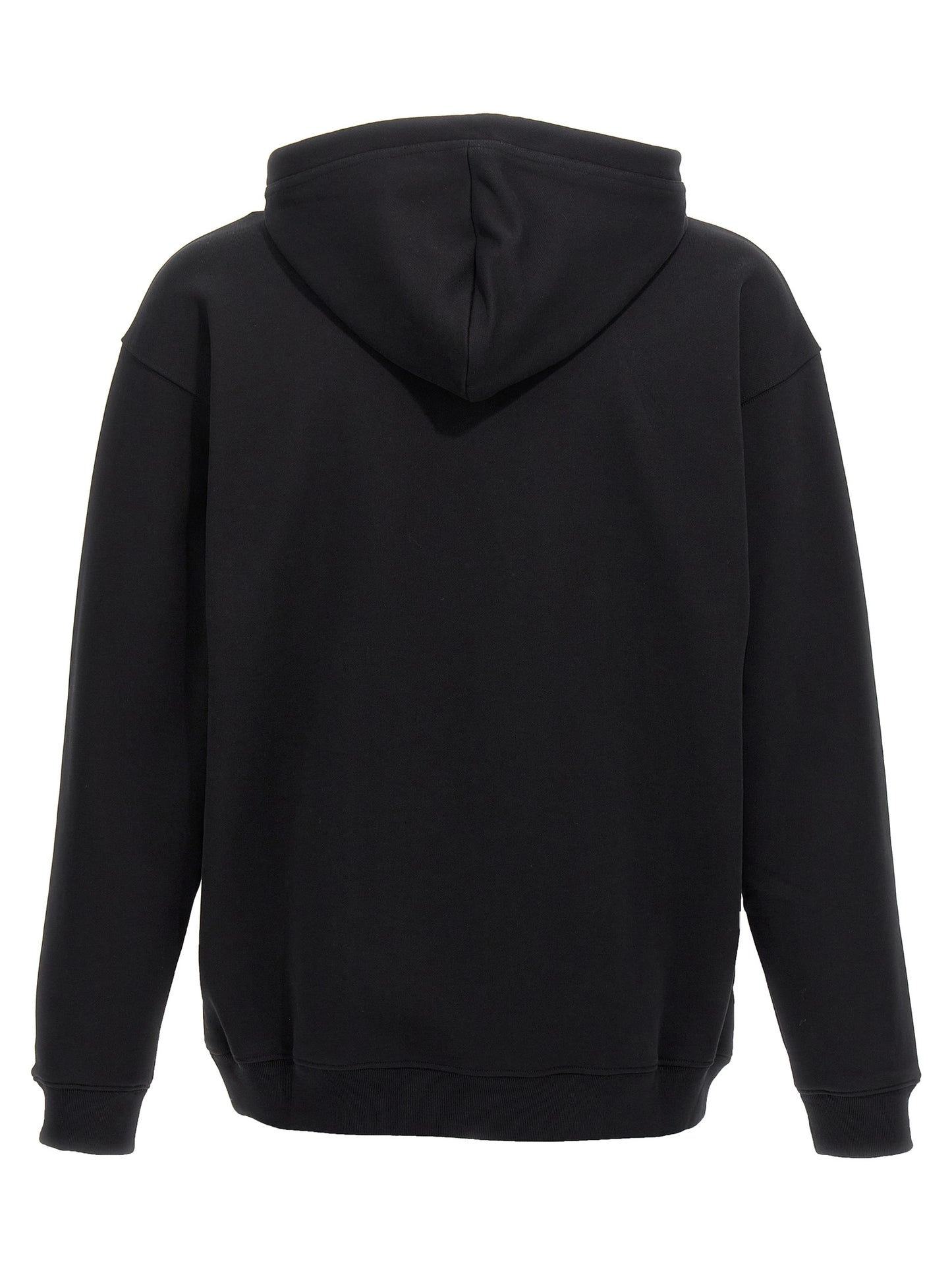 Sweatshirt Hoodie by Moschino for men in cotton bicolour, black, white & print features an avant-garde silhouette, showcasing a sophisticated hooded neckline and detail for a truly avant-garde finish.