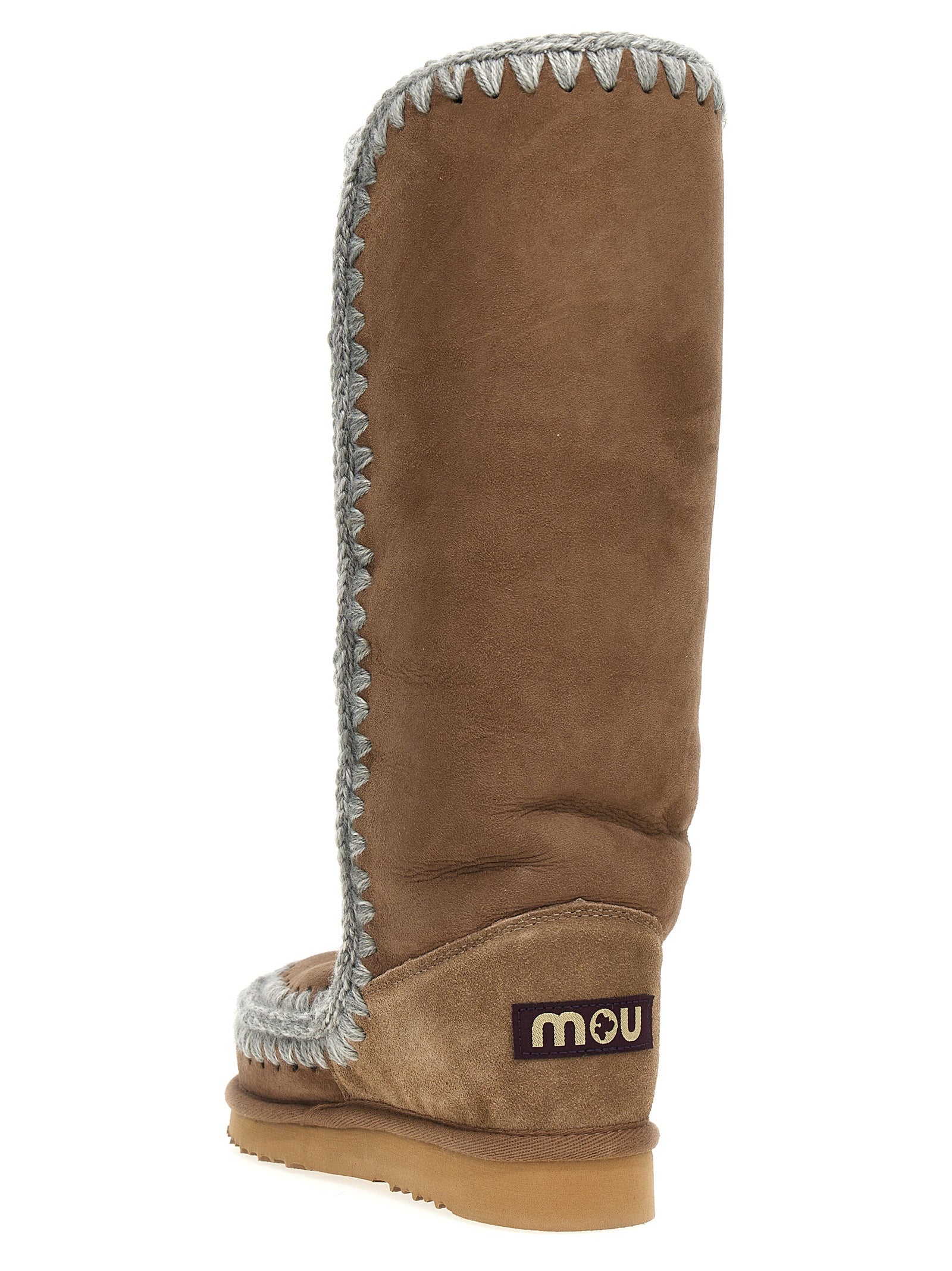 Ankle Over-The-Knee Boots by Mou for women in suede lamb leather & fur brown features an high-performance silhouette, showcasing the sophisticated design of the Women's Suede Lamb Leather & Fur Ankle Over-The-Knee Boots with a and a refined .