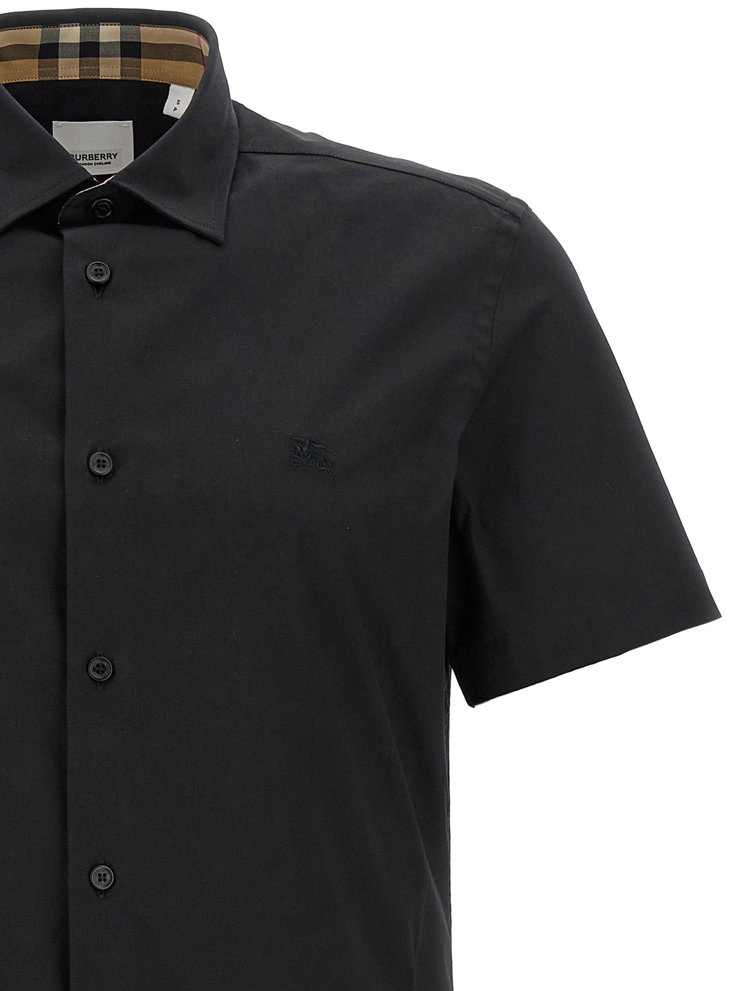 Shirt by Burberry for men in stretch cotton black showcases a sleek silhouette, elegantly detailed with a sleek and for a sleek finish.