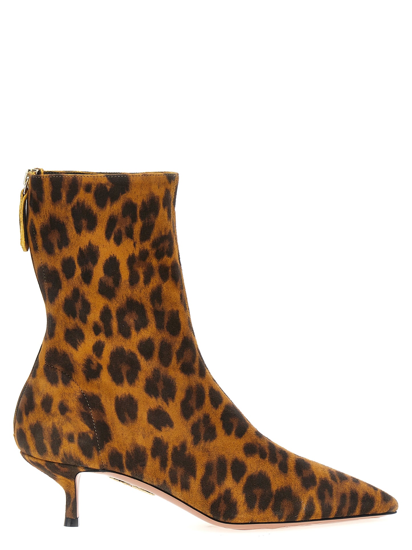 Kitten Ankle Boots by Aquazzura for women in suede leather multicolor features an high-performance silhouette, showcasing the sophisticated design of the Women's Suede Leather Kitten Ankle Boots with a kitten-heel and a refined .