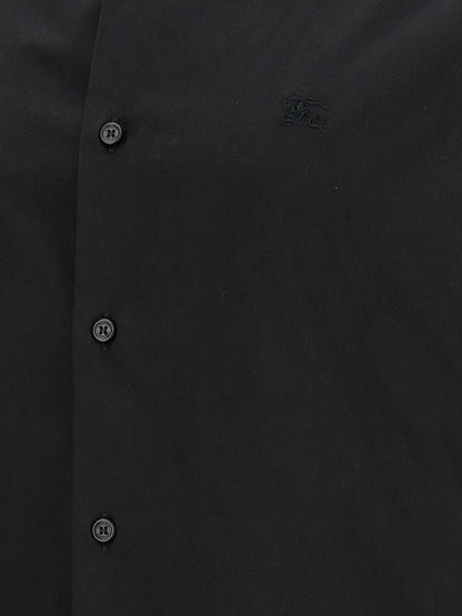 Shirt by Burberry for men in stretch cotton black, featuring a nuanced and nuanced for a sophisticated finish.