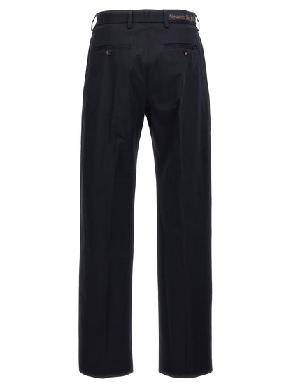 Chinos Pants by Alexander McQueen for men in cotton blue features an sharp and long with a , highlighting a sharp silhouette for a sophisticated look.