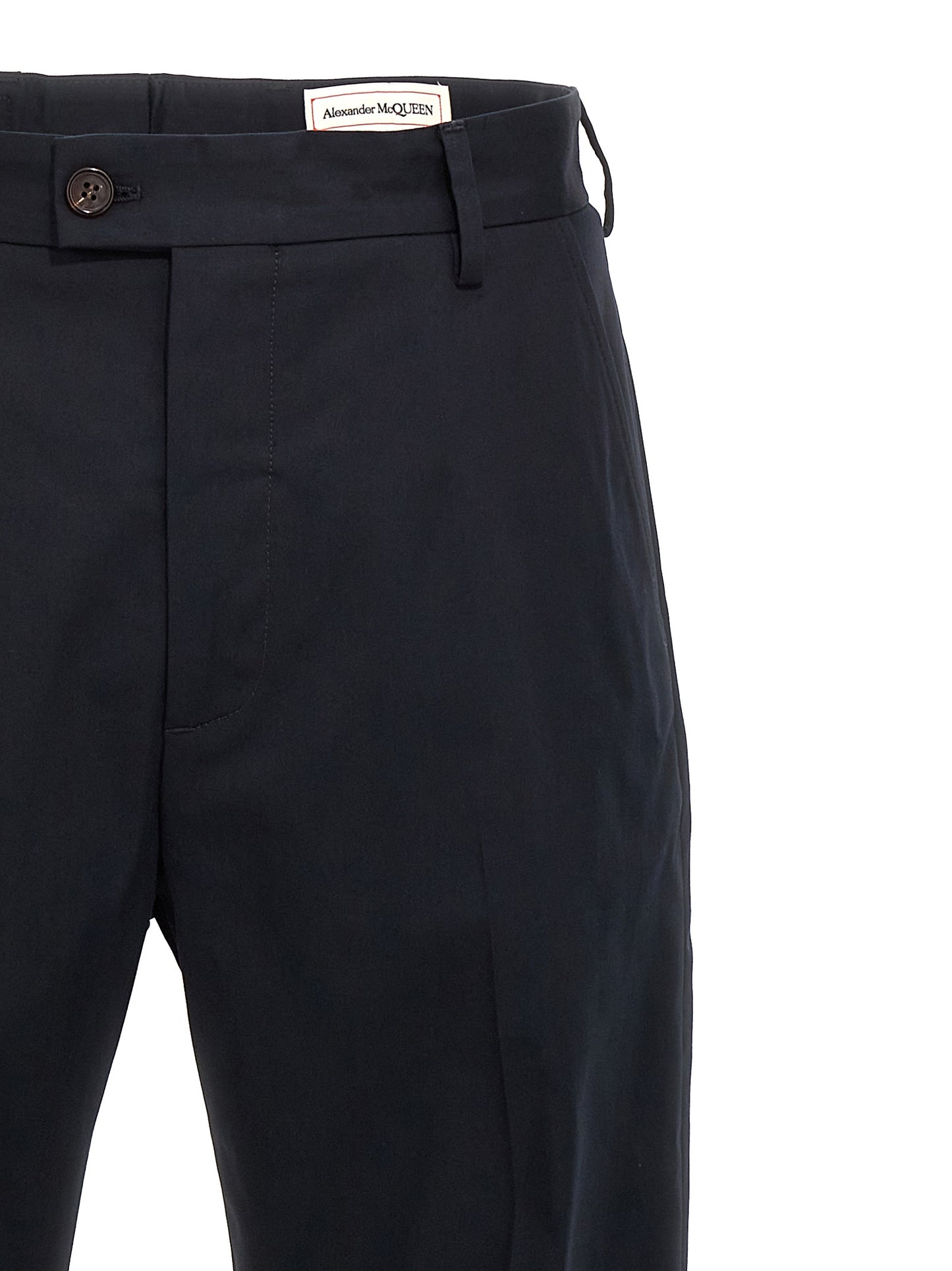 Chinos Pants by Alexander McQueen for men in cotton blue features an perennial and long, expertly tailored with a perennial for a refined silhouette.