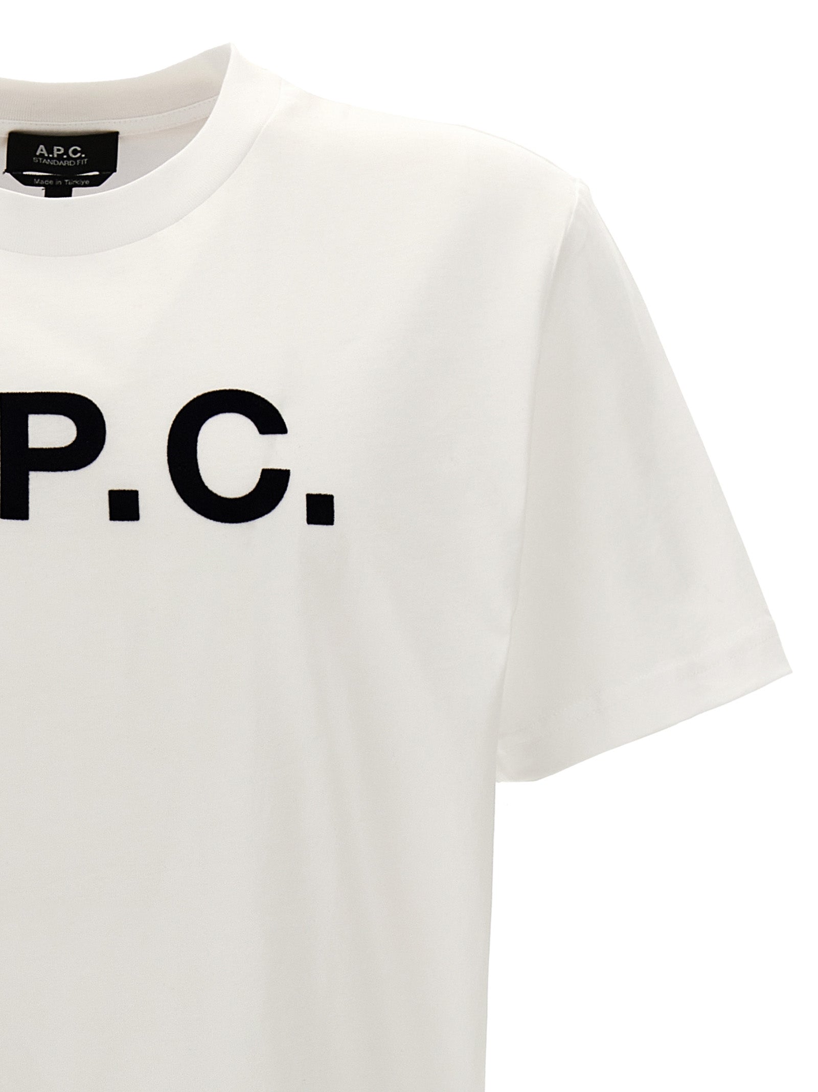 T-Shirt by A.P.C. for men in organic cotton white features a plush silhouette, showcasing a sophisticated crew neckline and for a truly plush finish.