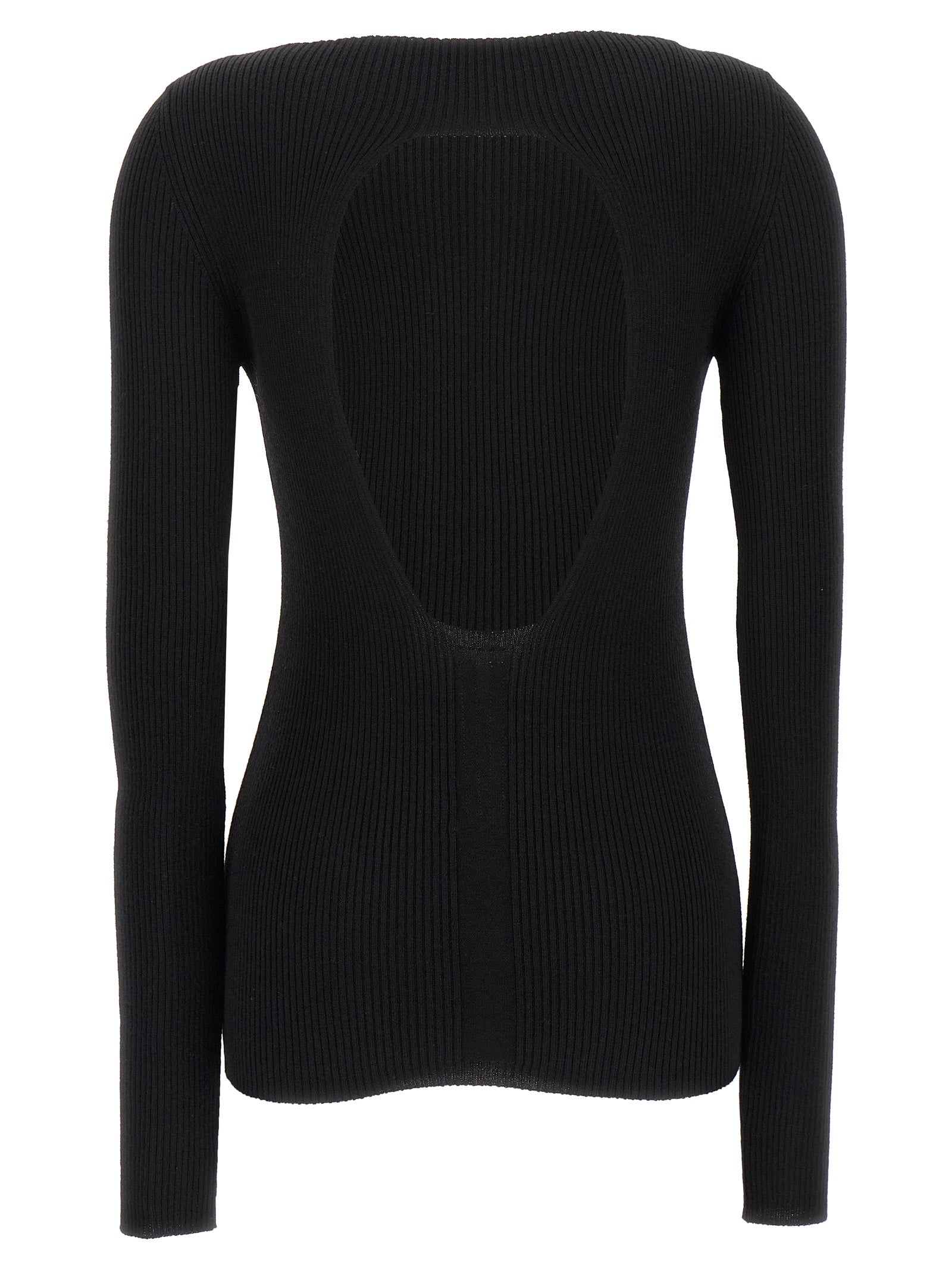 Cardigan by Rick Owens for women in wool black presents a textural silhouette, artfully finished with a textural boat neckline and for a sophisticated, textural look.