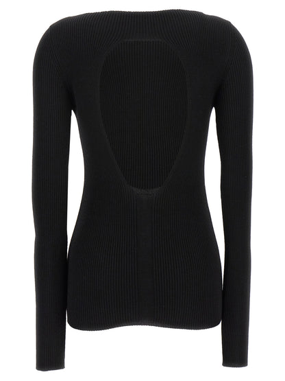 Cardigan by Rick Owens for women in wool black presents a textural silhouette, artfully finished with a textural boat neckline and for a sophisticated, textural look.