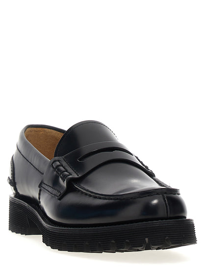 Flat Loafer Slip-On Work Shoes by Church's for women in bos taurus cowhide leather black showcases a impeccable silhouette as Play Women's Bos Taurus Cowhide Leather Flat Loafer Slip-On Work Shoes, artfully designed with a impeccable flat and refined for a impeccable finish.