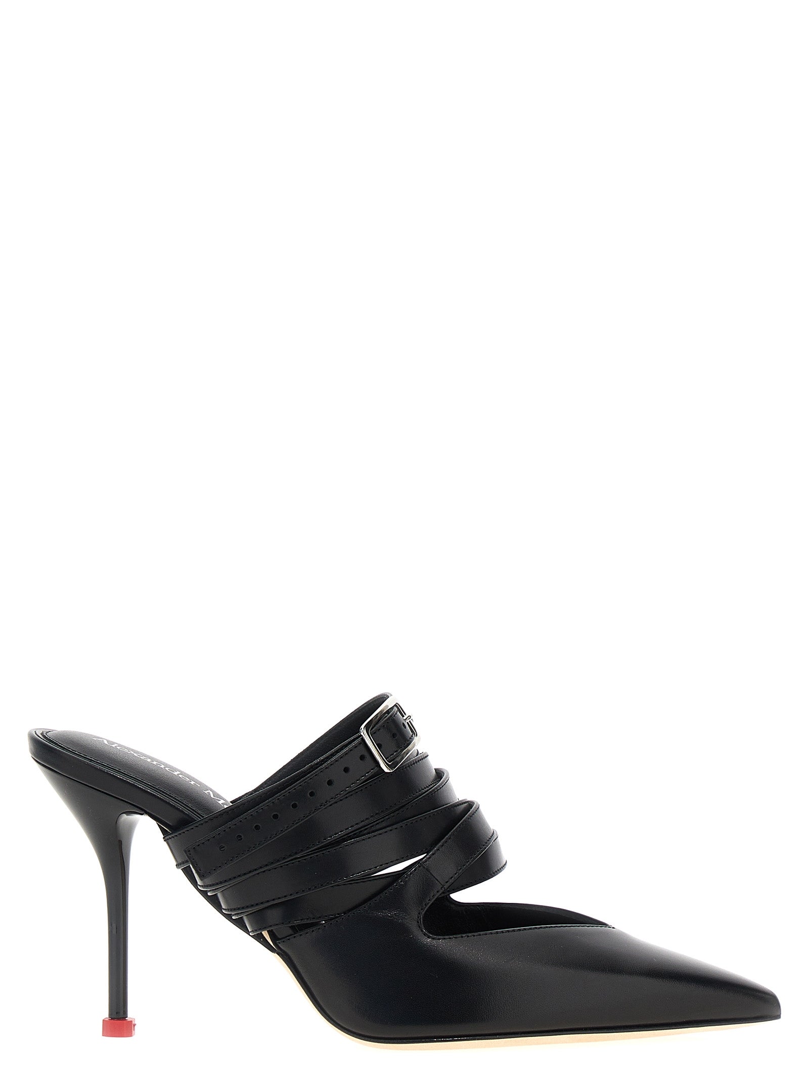 High-Heel Mules Pumps Heels by Alexander McQueen for women in bos taurus cowhide leather black features an effortlessly chic silhouette from the Women's Bos Taurus Cowhide Leather High-Heel Mules Pumps Heels collection, showcasing a high-heel and effortlessly chic for a effortlessly chic look.