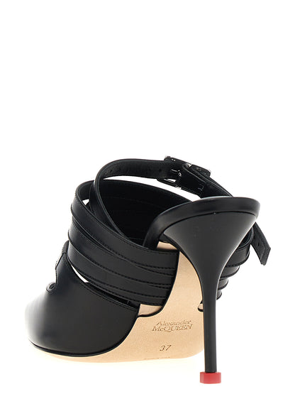 High-Heel Mules Pumps Heels by Alexander McQueen for women in bos taurus cowhide leather black features an captivating silhouette, showcasing the elegant Women's Bos Taurus Cowhide Leather High-Heel Mules Pumps Heels design with a high-heel and a sophisticated .