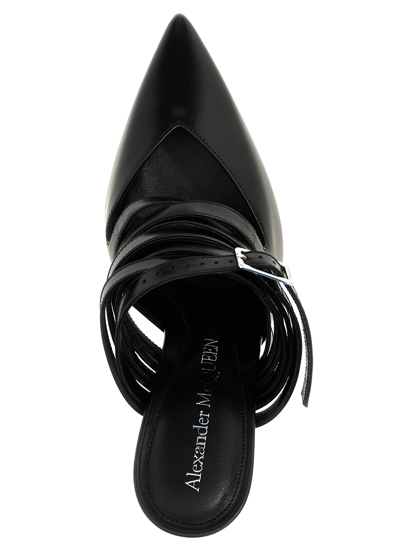 High-Heel Mules Pumps Heels by Alexander McQueen for women in bos taurus cowhide leather black showcases a exquisite silhouette, perfectly accentuating Women's Bos Taurus Cowhide Leather High-Heel Mules Pumps Heels with a exquisite high-heel and exquisite .