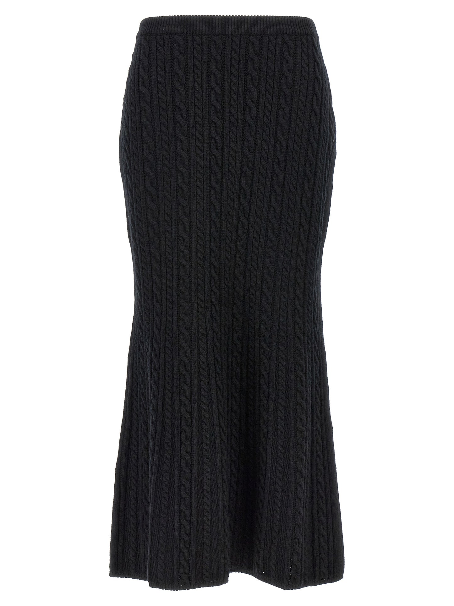 Skirt by Alessandra Rich for women in wool black features a captivating silhouette, showcasing the captivating Women's Wool Maxi Mini Skirt design with a sophisticated maxi mini for a captivating look.