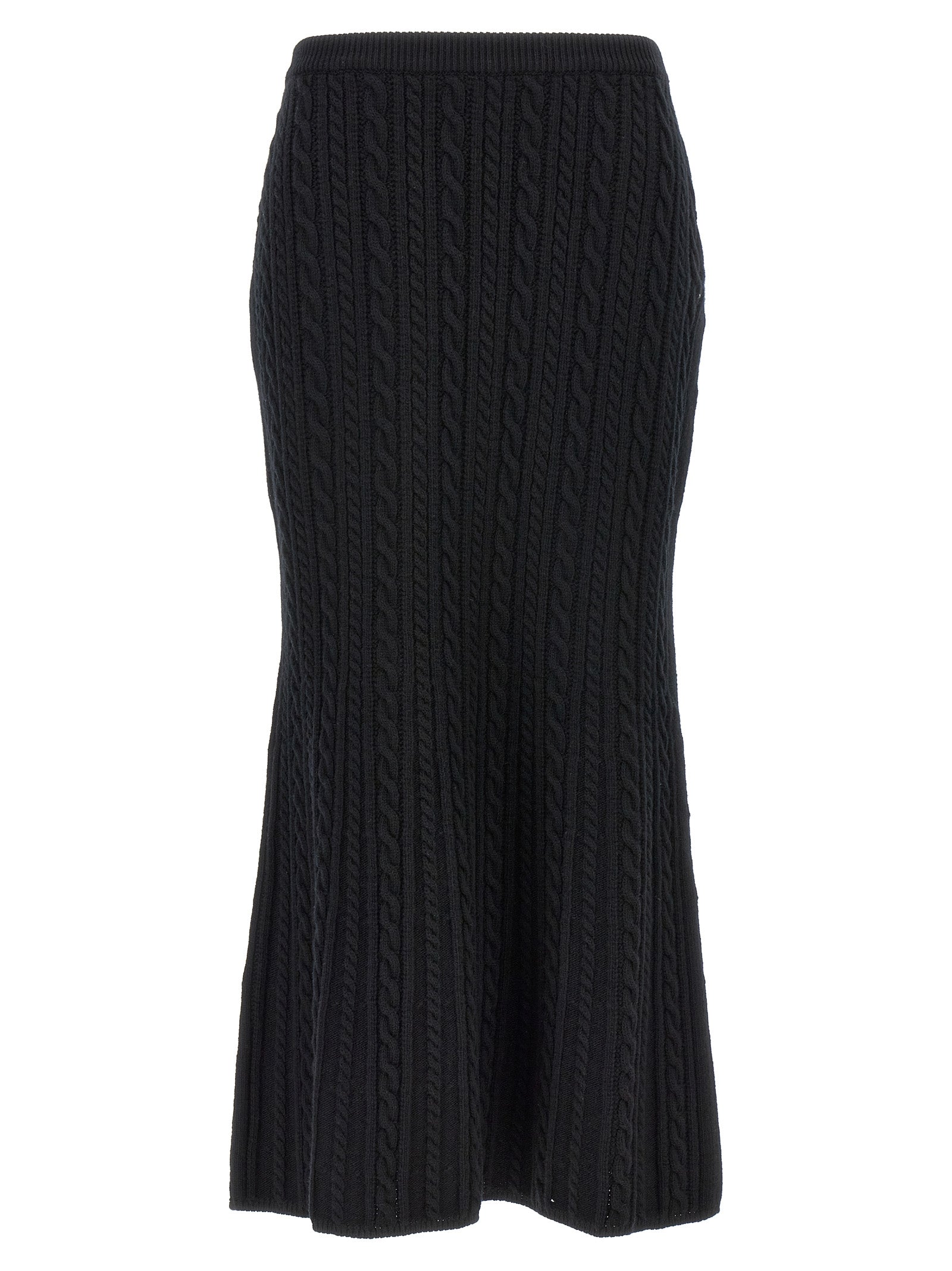 Skirt by Alessandra Rich for women in wool black features a captivating silhouette, showcasing the captivating Women's Wool Maxi Mini Skirt design with a sophisticated maxi mini for a captivating look.