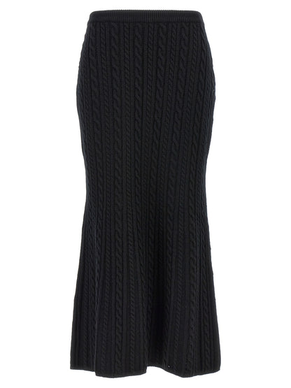 Skirt by Alessandra Rich for women in wool black features a captivating silhouette, showcasing the captivating Women's Wool Maxi Mini Skirt design with a sophisticated maxi mini for a captivating look.