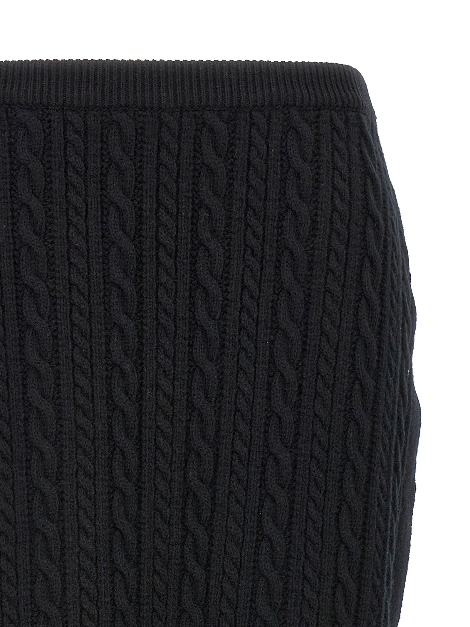 Skirt by Alessandra Rich for women in wool black features an tailored silhouette, artfully capturing the essence of Women's Wool Maxi Mini Skirt in a sophisticated maxi mini.