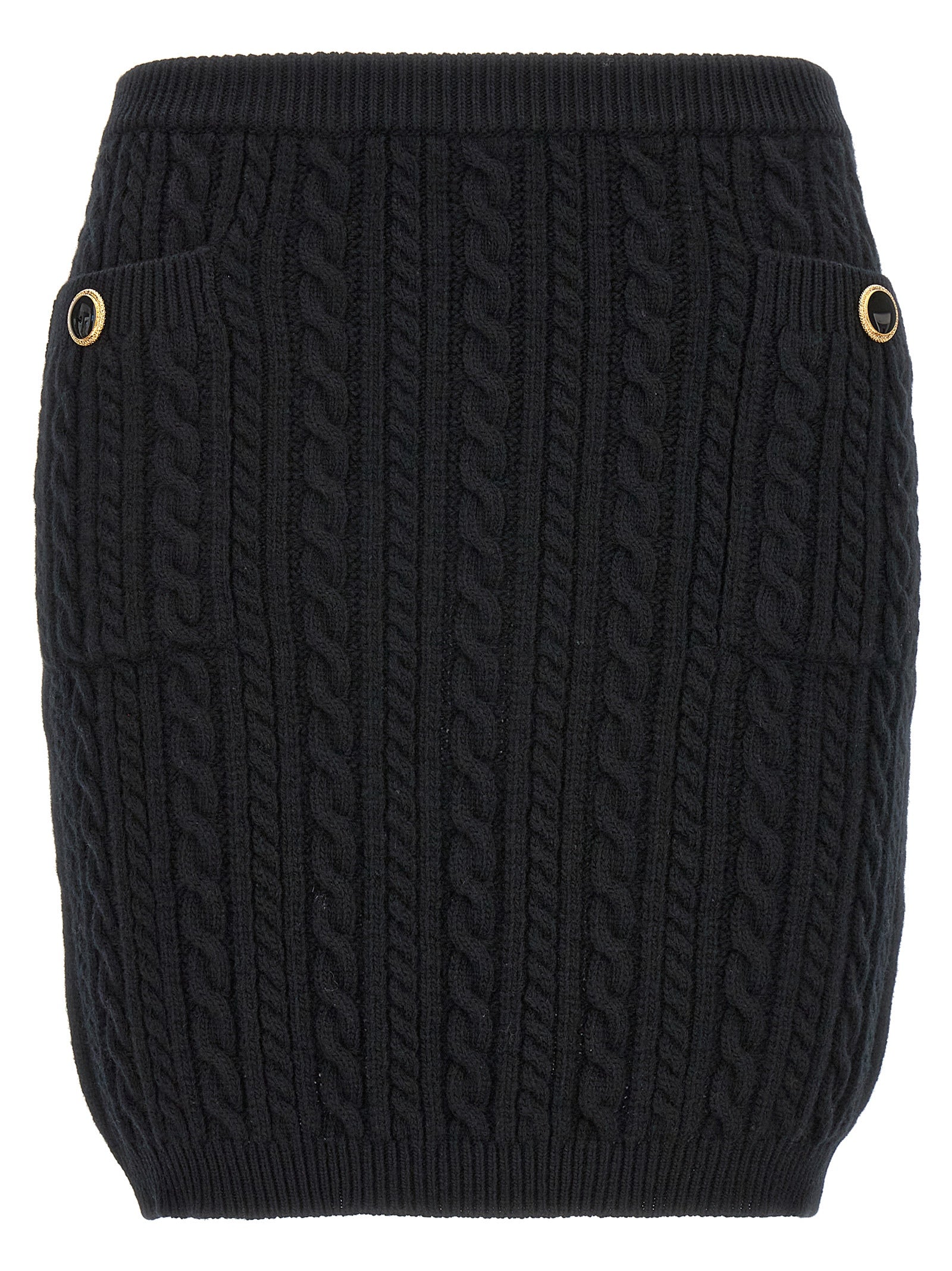 Skirt by Alessandra Rich for women in wool black features an relaxed-yet-refined silhouette that elegantly showcases the Women's Wool Maxi Long Skirt design and sophisticated maxi long.